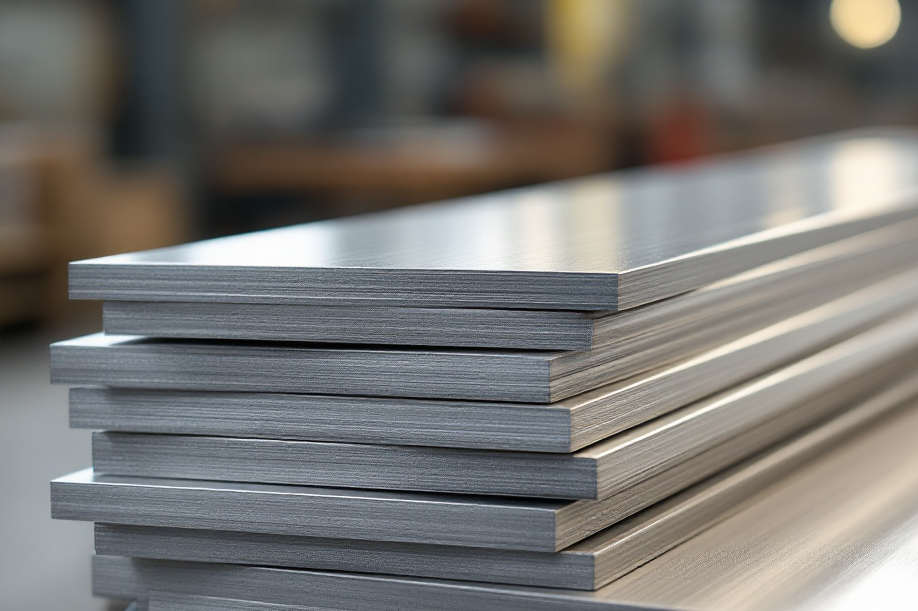 Stack of aluminium thick plates.